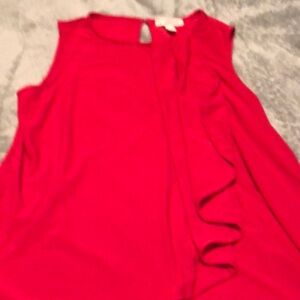 Dress Barn Red Asymmetrical Ruffled Blouse